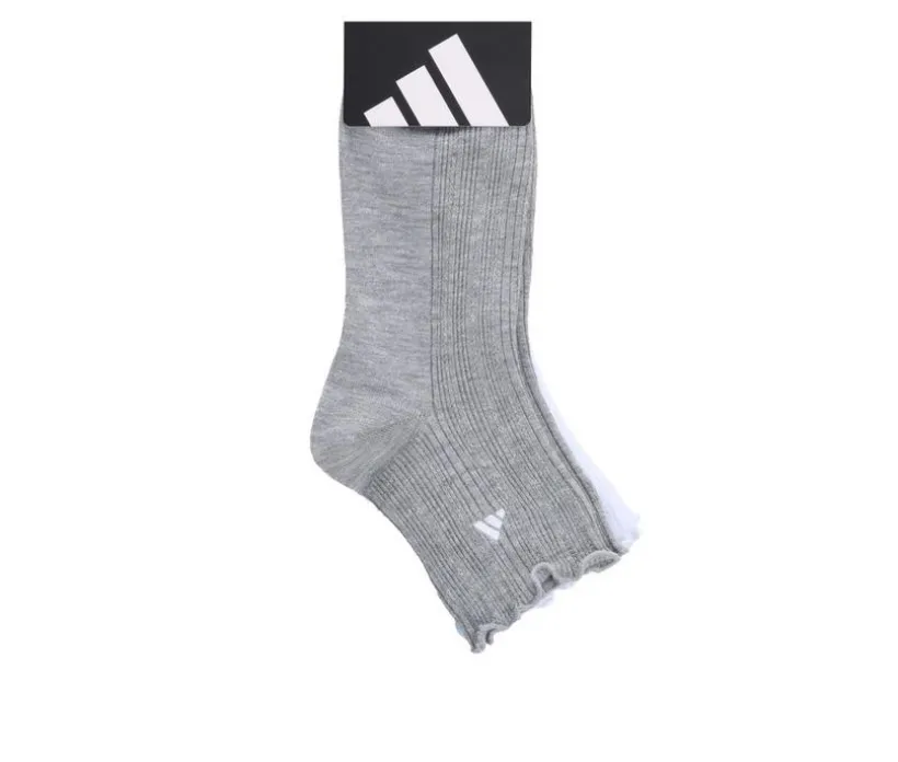 Adidas 3 Pack Womens Ruffle Quarter Socks