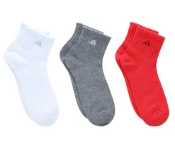 Adidas 3 Pack Womens Sport Fashion Ruffle Quarter Socks