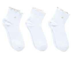 Adidas 3 Pack Womens Sport Fashion Ruffle Quarter Socks