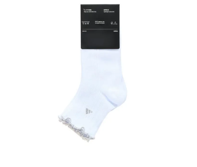 Adidas 3 Pack Womens Sport Fashion Ruffle Quarter Socks