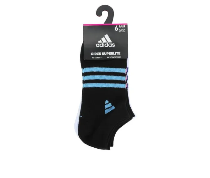 Adidas 6 Pair Girls Superlite No Show Socks