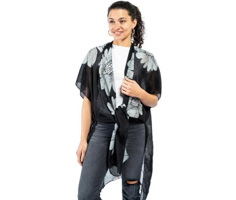 AW Items Floral Kimono w Sequins