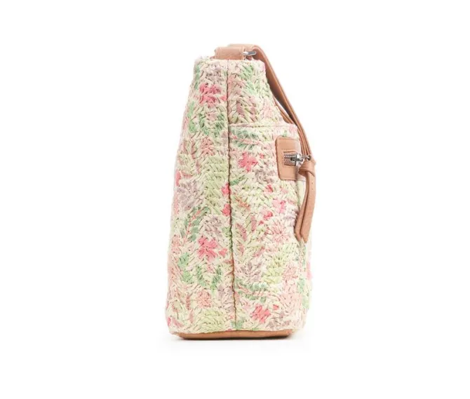 Bueno Of California Straw Top Zip Handbag Handbag