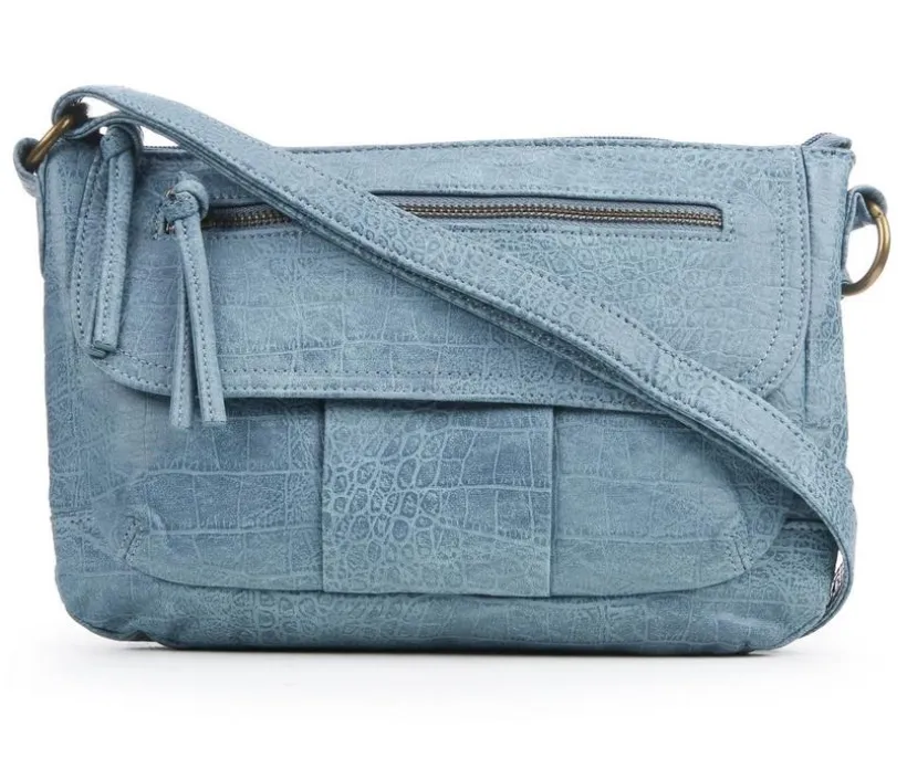 Bueno Of California Waxy Croc Flap Crossbody Handbag