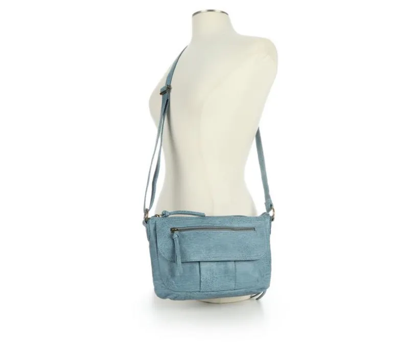Bueno Of California Waxy Croc Flap Crossbody Handbag