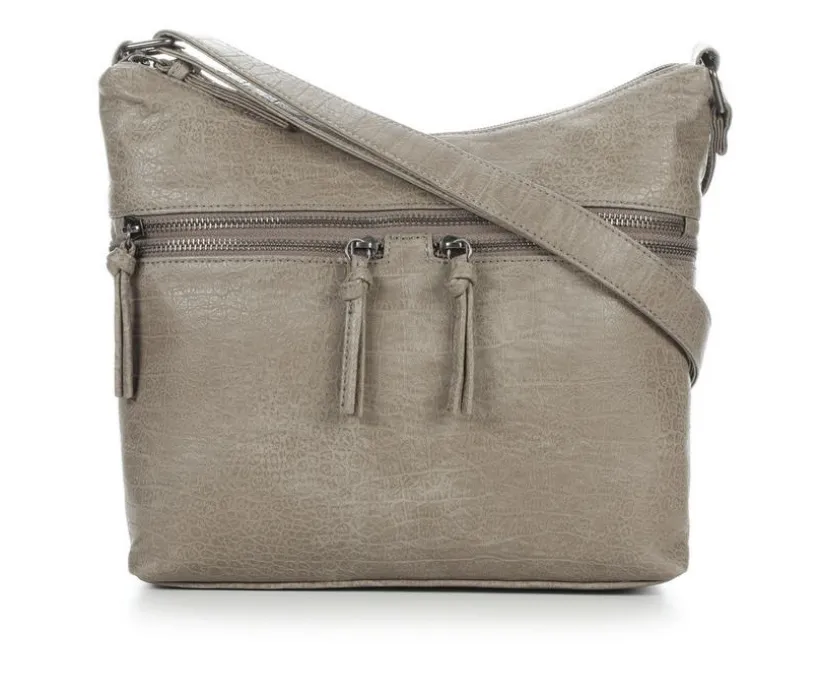 Bueno Of California Waxy Croc Washed Hobo Bag Handbag