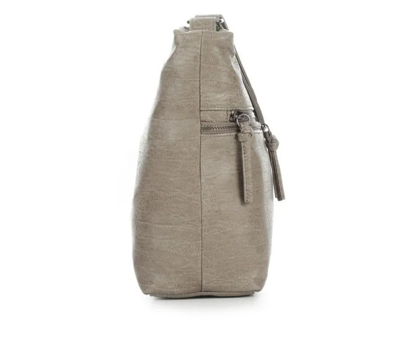 Bueno Of California Waxy Croc Washed Hobo Bag Handbag