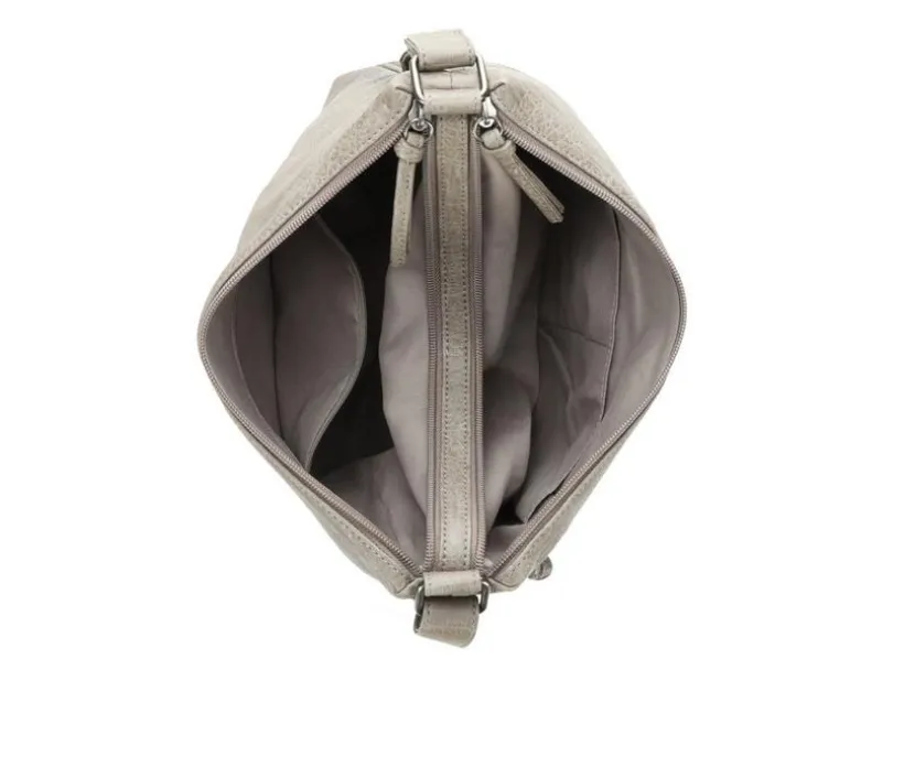Bueno Of California Waxy Croc Washed Hobo Bag Handbag