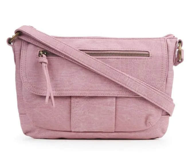 Bueno Of California Waxy Croc Flap Crossbody Handbag