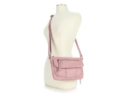 Bueno Of California Waxy Croc Flap Crossbody Handbag