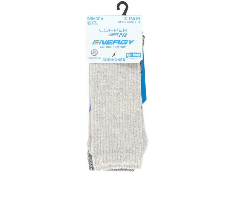 Copper Fit 3 Pack Energy Dress Cushioned Crew Socks