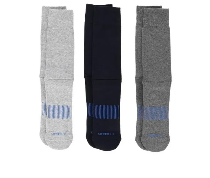 Copper Fit 3 Pack Energy Dress Cushioned Crew Socks
