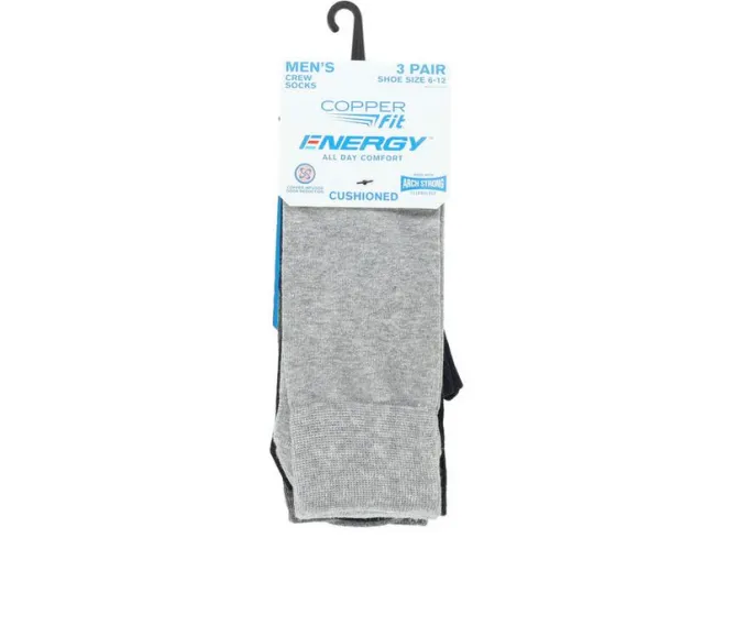 Copper Fit 3 Pack Energy Dress Cushioned Crew Socks