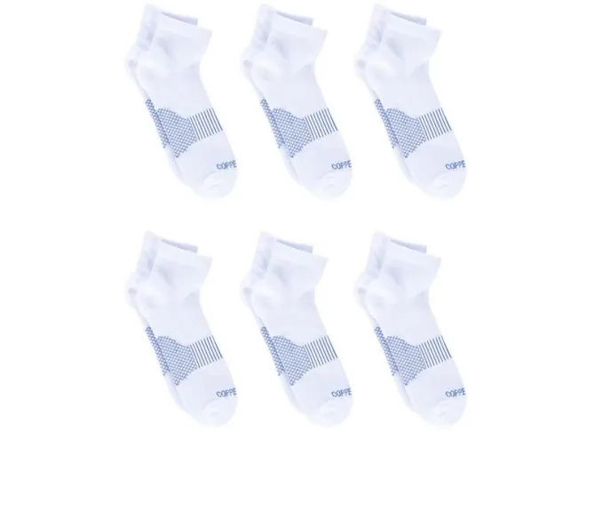Copper Fit 6 Pack Men's Energy Quarter Crew Socks