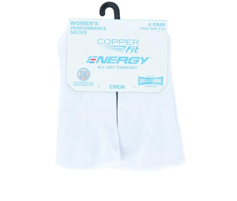 Copper Fit 6 Pack Women's Energy Crew Socks