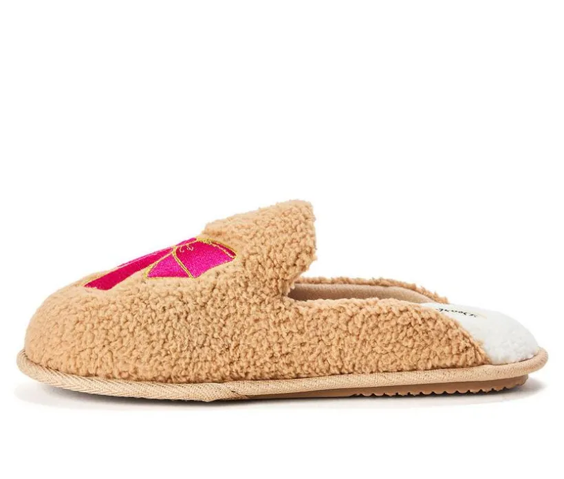Dearfoams Teddy Heart Scuff Slippers