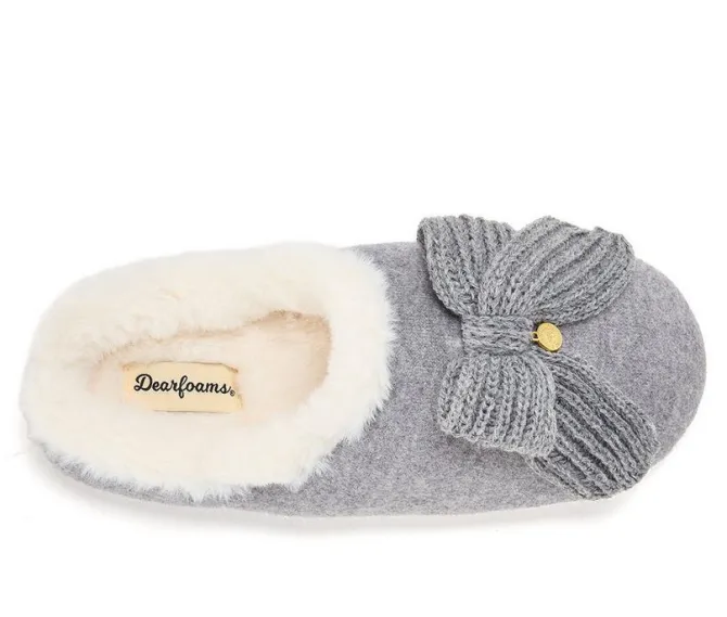 Dearfoams Women's Josie Knit Bow Slippers
