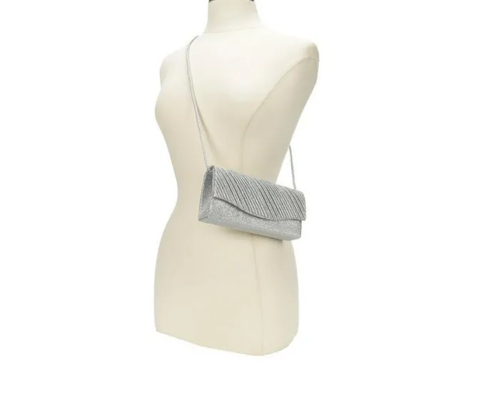Four Seasons Handbags Small Diagonal Stripe Evening Clutch