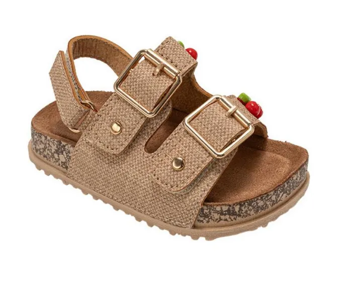 Girls' Bebe Toddler Cherrylet Footbed Sandals