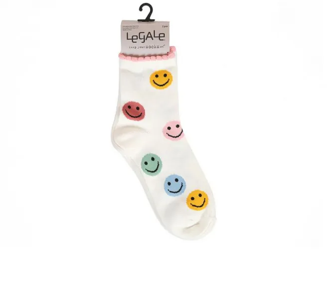 LEGALE 2pp Smiley Face Anklet Socks