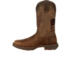 Men's Durango Rebel Brown Distressed Flag Embroidery Western Boots
