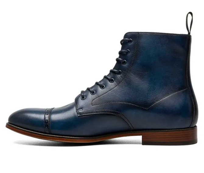 Men's Stacy Adams Henry Cap Toe Lace Boot Dress Shoes