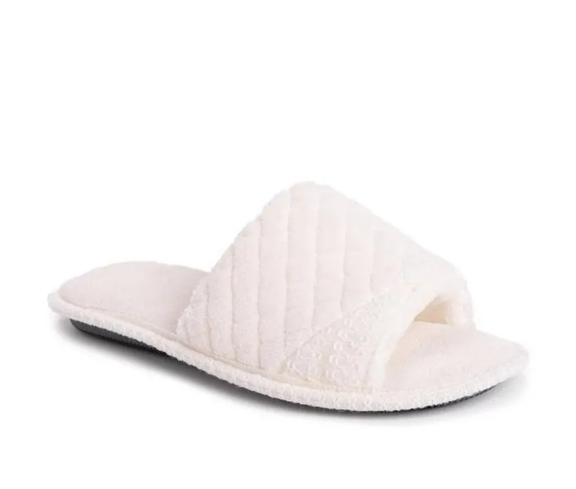 MUK LUKS Sally Micro Chenille Open Toe Scuff Slippers