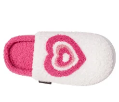 MUK LUKS Women's Sherpa Scuff W/Pink Heart Slippers