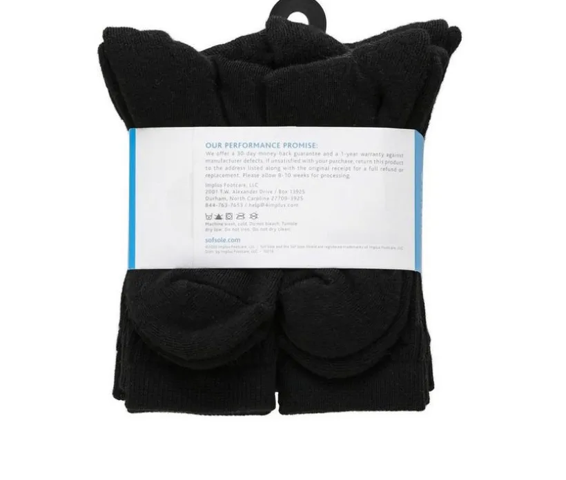 Sof Sole 6 Pair Comfort Cushioned Crew Socks