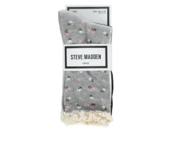 Steve Madden 4 Pack Ditsy Floral Crochet Welt Crew Socks