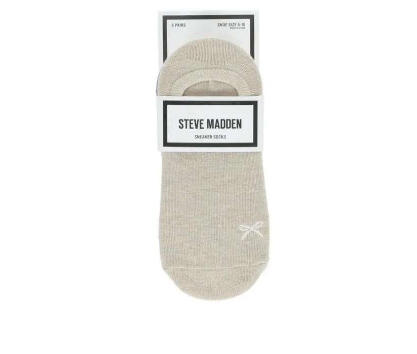 Steve Madden 6 Pack Embroidered Bow Sneaker Socks