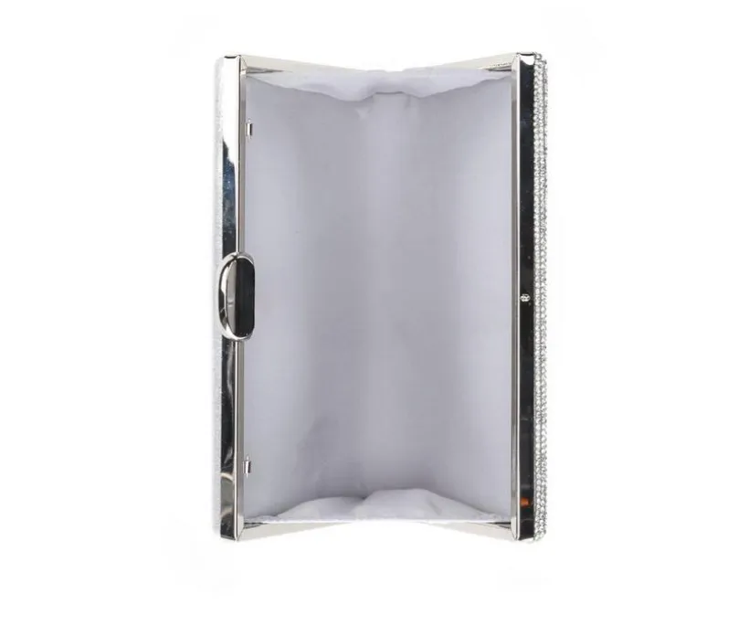 Vanessa Silver Glitter Clutch With Strap