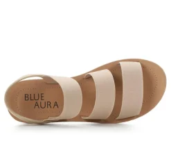 Women's Blue Aura Button Sandals