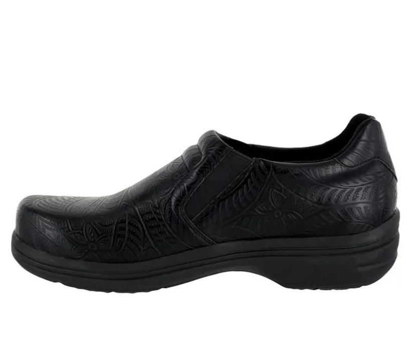Women's Easy Works by Easy Street Bind Embossed Leather Slip-Resistant Clogs