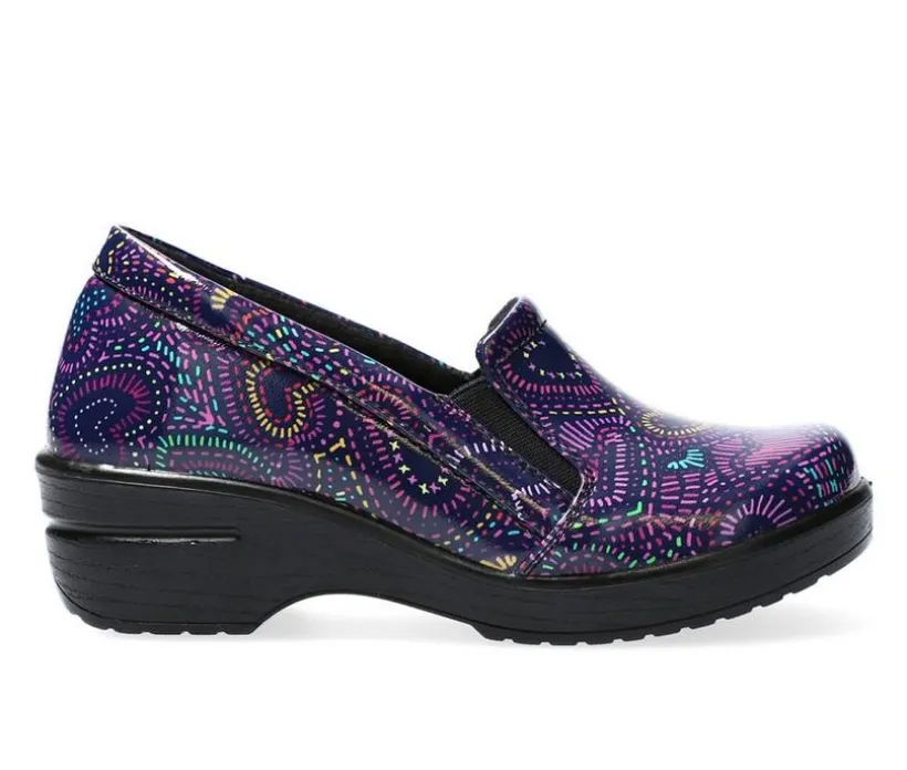 Women's Easy Works by Easy Street Leeza Purple Hearts Slip-Resistant Clogs