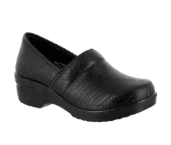 Women's Easy Works by Easy Street Leeza Navy Paisley Slip-Resistant Clogs