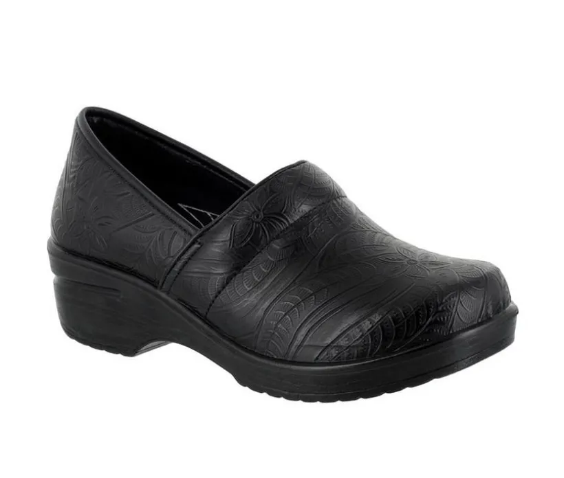 Women's Easy Works by Easy Street Leeza Navy Paisley Slip-Resistant Clogs