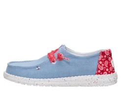 Women's HEYDUDE Wendy Americana Paisley Faded Denim Boat Shoes