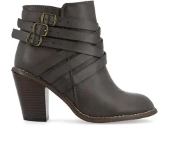 Women's Journee Collection Strap Wide Width Booties