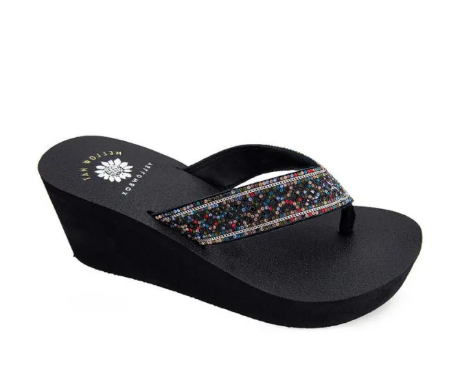 Women's Yellow Box Waneta Wedge Flip-Flops